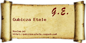 Gubicza Etele névjegykártya